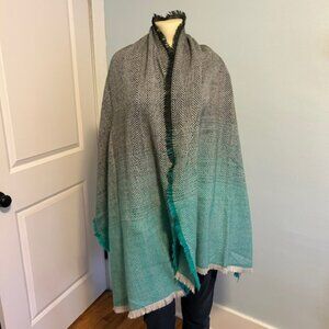 Women's Fringed Scarf Shawl, 78" long, Green
